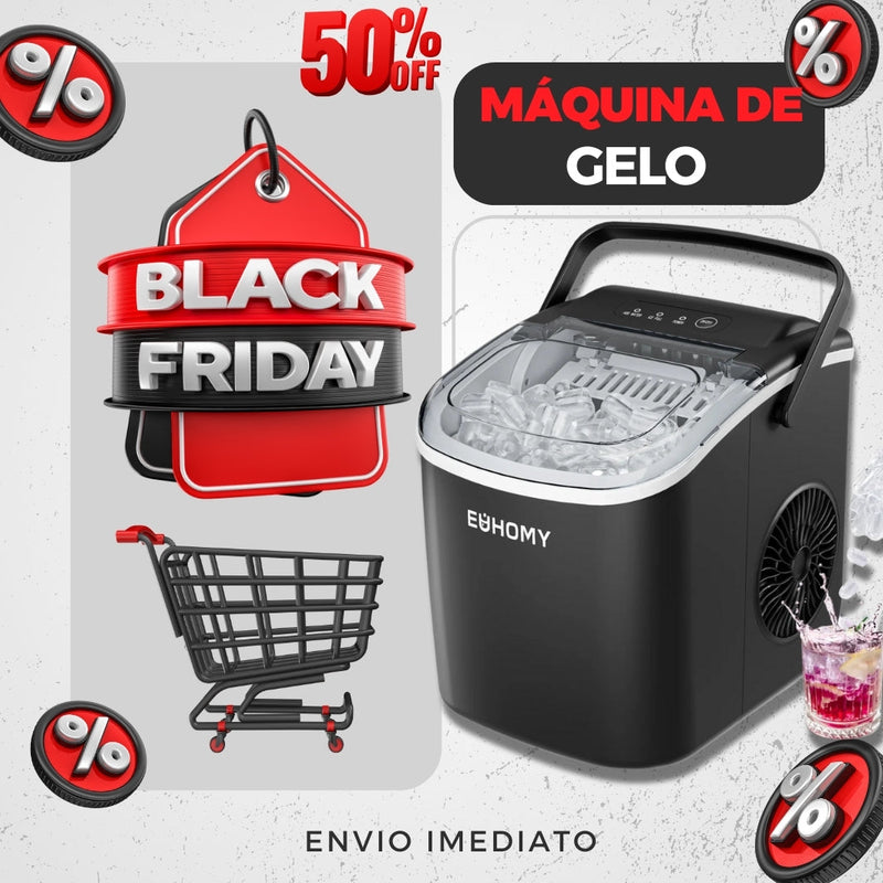 [🔥QUEIMA DE ESTOQUE🔥] Máquina de Gelo Portátil 12kg - Compacta, Silenciosa e Potente - Garantia de 1 Ano